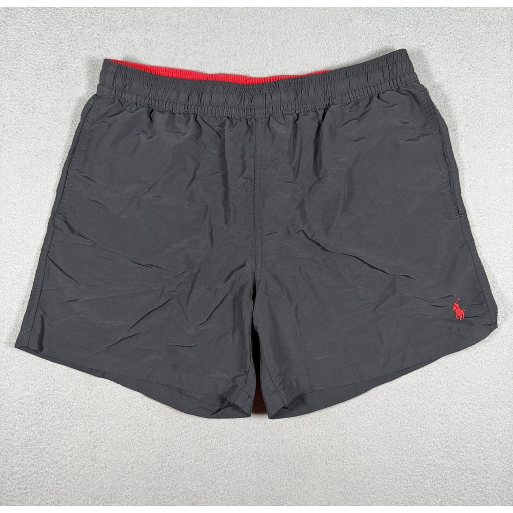 Polo Ralph Lauren Men's Traveler Swim Trunks Black Red Pony Size L Large